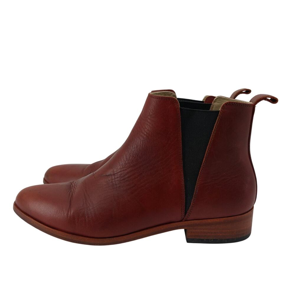 Nisolo Women's Booties Size 9 Leather Burgundy Brown Chelsea
